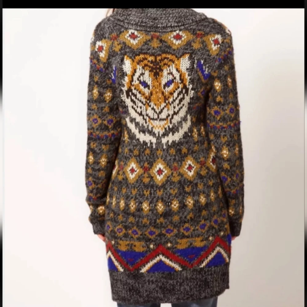 Free People Mascot Tiger Cardigan Size Small Wool Blend Button Front
